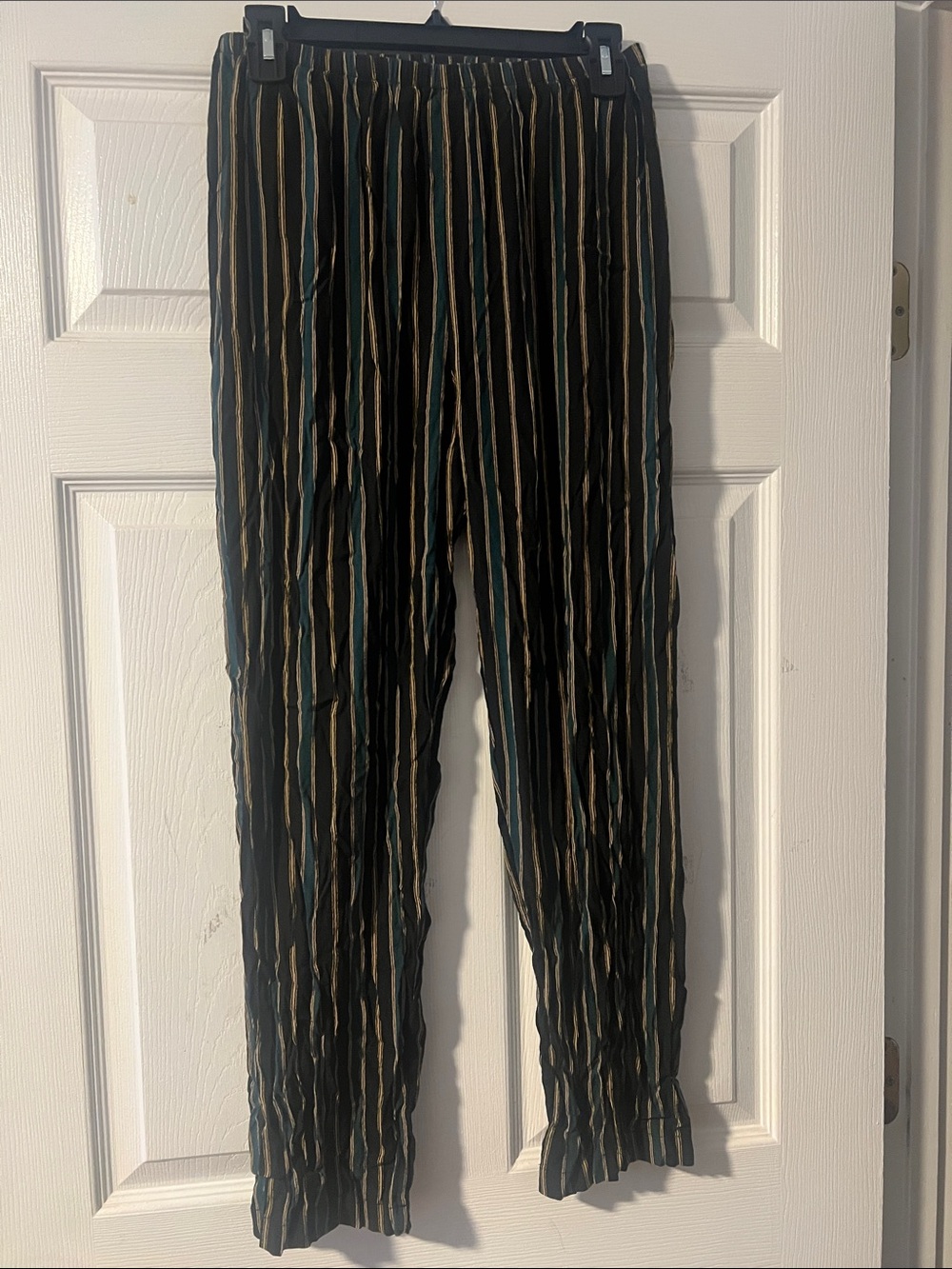 Brandy Melville Black Striped Elastic-Waist Trousers